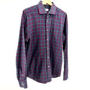Gant Rugger Blue Red Green Plaid 100% Cotton Winter Madras Shirt